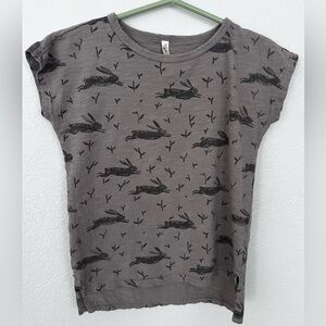 Gray Kids' Rabbit Print Rylee+Cru tshirt dress size 12-18 mo